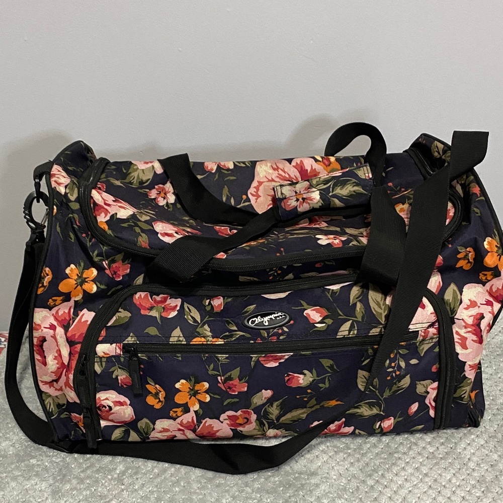 Olympia Floral Duffel Bag with Black Straps